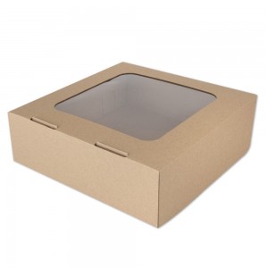 Krabica na koláče a torty s okienkom hnedá 320x320x120