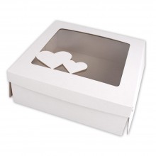 Darčeková krabica na koláče/torty 280x280x100 so srdiečkami