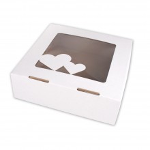 Darčeková krabica na koláče/torty 250x250x80 so srdiečkami